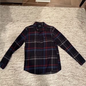 American Eagle Outfitters Navy and Red Plaid Shirt